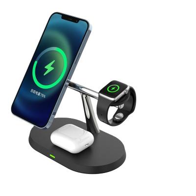 China Tablet 3 in 1 Portable Fast Charging Wireless Chargers Stand 15W Wireless Charger For IPhone Airpod Watch for sale