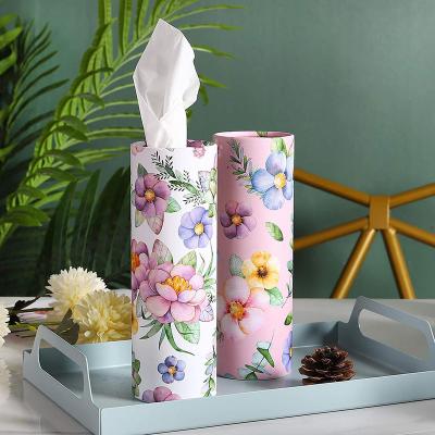 China Round Tissue Box Tissue Cylinder Tube Car Tissue Paper Box Packaging Taxi Tissue Paper Box With Logo for sale