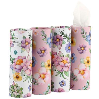 China Bulk Solid Tissue Paper Car Tissue Paper Cylinder Round Tube Tissue Paper Holder Cup Container Tissue Round Size Facial Tissue Box for sale