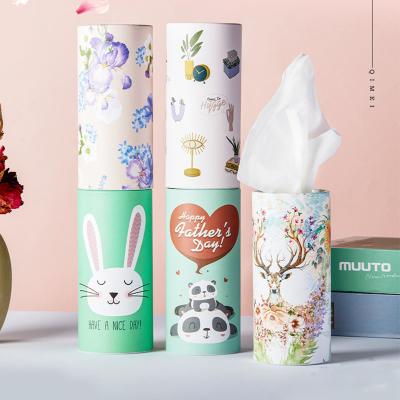 China Round Bulk Solid Car Tissue Paper Box Novelty Fashion Tissue Box Container Car Travel Facial Tissue Cup Round Cylinder Round Tube Paper Holder for sale