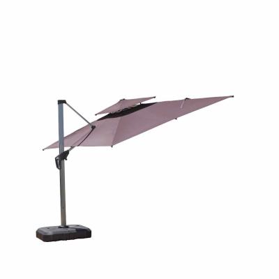 China Modern Aluminum Alloy Roma Umbrella Two Top 3.5 Meter 3*4 With Yellow Color Light for sale