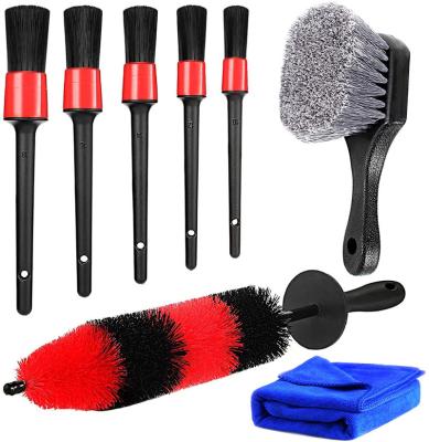 China Car Care Factory Wholesale 8 Pcs Car Wash Brush Cleaning Detailing Roller Sweeps For Car Tire Rim Equipment Brush for sale