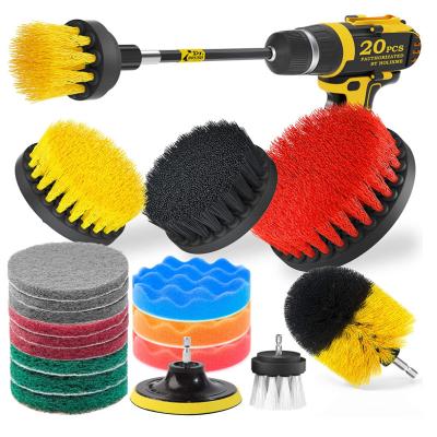 China 20pcs Durable Brush Attachments Set For Scrubbing Polishing Sponge Pads Power Scrubber Brush With Extend Attachment Long Car Polishing Kit for sale