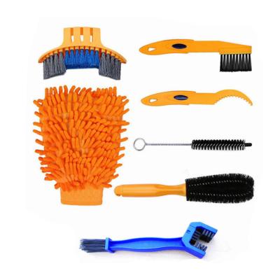 China High Strength 7 Pcs Bike Brush Kit With Suitable Bike Chain Scrubber Mountain Road City Bike Cleaning Tool Kit for sale