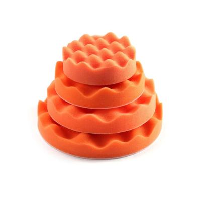 China Car Polisher 6 Inch 150mm Car Polishing Pad Soft Wave Foam Waffle Polishing Pad for sale