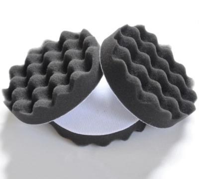 China Car Care Sponge Product 8 Inch 200mm Black Car Protective Wave Foam Wafer Sponge Polishing Pad for sale