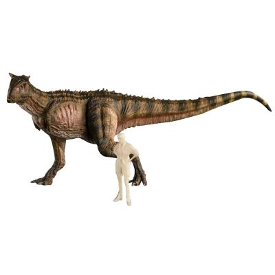 China 1:35 Green Color Version Nanmu Studio Carnotaurus Dinosaur Animal Figure With Human Classic Toys For Boy Movable Jaw 170080 for sale