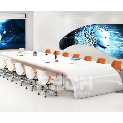 China High Glossy Office Furniture Meeting Table Desk Rectangle Customized Modern White Conference Table for sale