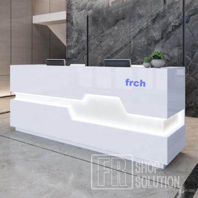 China With Led Glossy Curved Living Room Reception Light White Modern Reception Furniture Custom Logo With LED Lights for sale