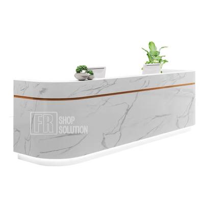 China High Gloss Custom Beauty Spa LED Reception Desk White Modern Desk Front Desk Reception Desk for sale