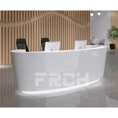 China With Light Customized Half Led Round Glossy Lacquer Service Center Counter Office Lobby Curved Reception for sale