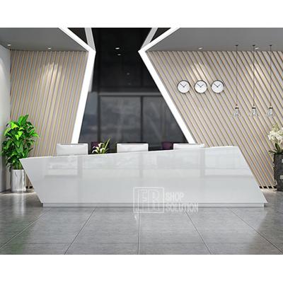 China Whole Piece Restaurant Checkout Counters Front Desk White Shop Reception Ready Mounted Table Counter For Sale for sale