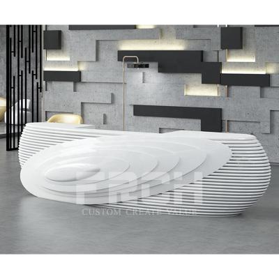 China Artistic Modern White Salon Gallery Special Unique Curved Luxury Front Desk Beauty Design OEM/ODM Reception for sale