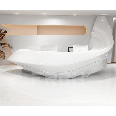 China White Luxury Frch Shape Salon Reception Retail Shape Spa Office Special Unique Artistic Reception for sale