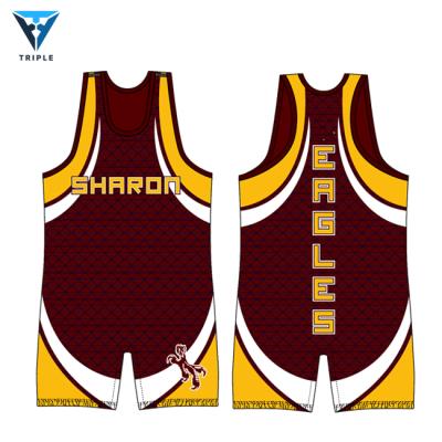 China Custom Logo Hot Selling Mixed Martial Arts Uniform Men's Sublimation Team Weightlifting Suit Tights Adult Wrestling Singlet for sale