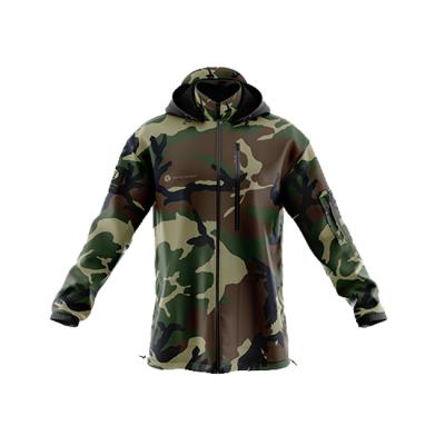 China Antibacterial Sublimation Antibacterial Mens Camouflage Pullover Streetwear Sweatsuit Cargo Lightweight Hooded Anorak Collared Jacket for sale