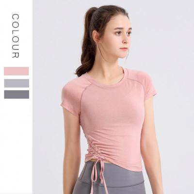 China 2021 Best Selling Summer Women Sports Top Breathable Quick Dry Stretch Running Slim Yoga Fitness Tops for sale