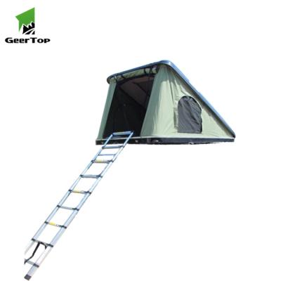 China Geertop 2 Person Travel Canvas Pole Triangle Aluminum Car Roof Top Tent Straight Bracing Type for sale