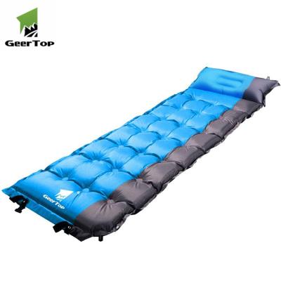 China Portable Waterproof Breathable Ultralight Individual Double Floor Air Sleeping Mat Inflatable Camping Mattress with Built-in Inflator Pump for sale