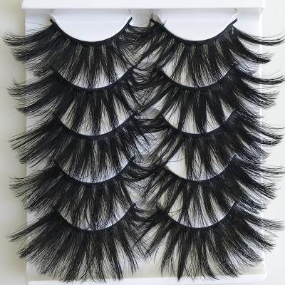 China 25-30 Easy False Mink Volume Eyelash Extensions False Mink Eyelashes Thin 5Pairs Fan Band for sale