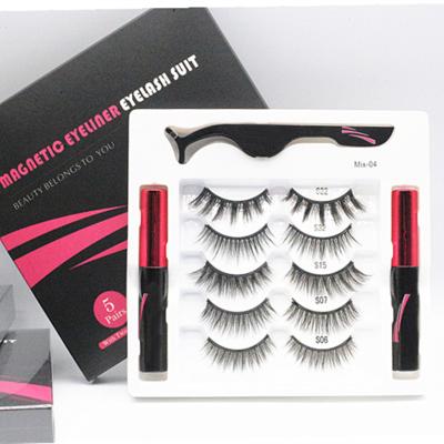 China Natural Soft Create Your Own Brand 5 Mangets Private Label Lashes Magnetic Eyeliner Lashes Vendor for sale