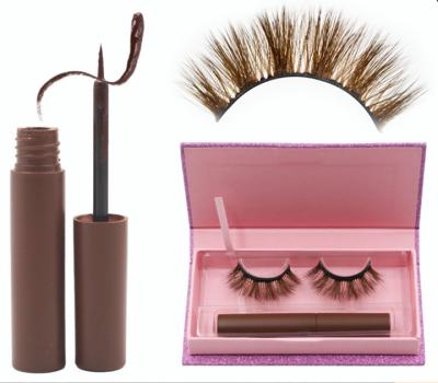 China Natural Soft Eyelashes 1pair/2pairs Single Pen Brown Magnetic Eyelashes Single Packing Case for sale