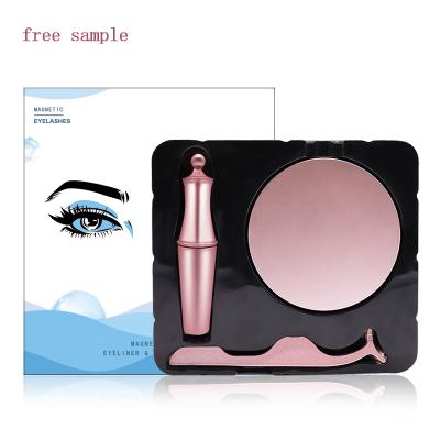 China Natural soft luxury custom magnetic eyelash 3d box magnetic eyelashes private label with eyeliner for sale