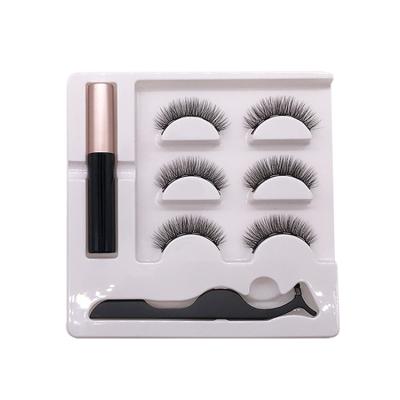 China Natural Soft Mink Magnetic Eyelashes With Eyeliner With 6mm Mink Eyelashes Magneticeyelashes Magnetic 3Pairs for sale