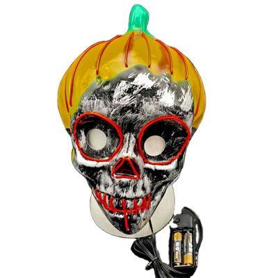 China Colorful Light Funny Application Halloween Mask Party EL Wire Luminous Scary Cosplay Led Pumpkin Mask for sale