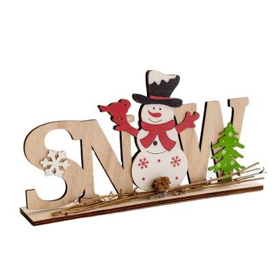 China Christmas Festival Decoration Christmas Snow Decorations Christmas Snow Ornaments Home Tree Wooden Deer Navidad DIY Natural Wooden Horse Opens 2022 New Years Gift for sale