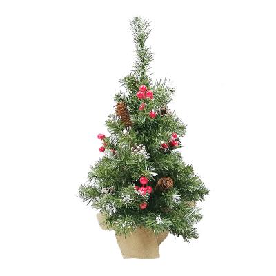 China Hot Selling Artificial Red Flax Mini Christmas Tree Fruit Decoration of Festival Home Decoration Christmas Tree 30/40/50/60CM for sale