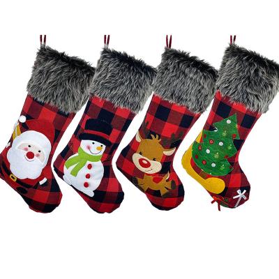 China Home Festival Decoration Christmas Fiber Embroidered Christmas Stocking Socks Gifts Candy Bag Santa Claus Snowman Hotel Hanging Home Decoration Supplies for sale