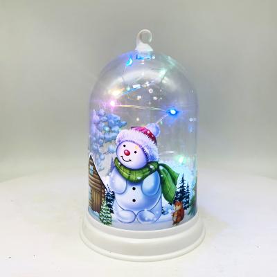 China Unique Plastic Lighted Household Decoration Christmas Tree Snowman Hanging LED Lampshade Layout Decoration Desktop Props for sale