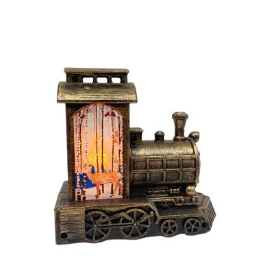 China European Chirstmas New Retro Decor Wind Proof Train Shape Lamp Candlestick Home Decoration Portable Lantern for sale