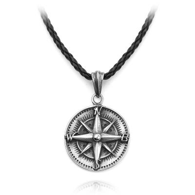 China Factory Direct Wholesale Viking Necklace Jewelry Viking Compass Custom Fashion Europe Iron Warrior Necklace Pendant for sale