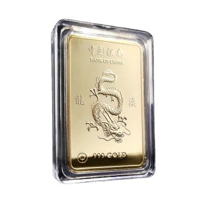 China Europe Chinese Dragon Gold Bard Commemorative Coin Square Coin Gold Plated Crafts for sale