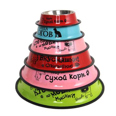 China Viable Supplies Cartoon Stainless Steel Bowl Non-slip Round Single Pet Food Dog Bowl for sale