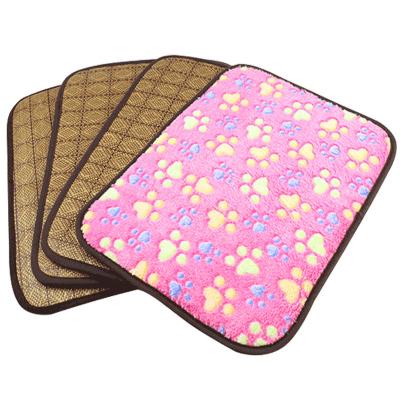 China Sustainable Wholesale Double Sided Printing Summer Bamboo Pet Sleeping Mat Dog Bed For Seasons for sale