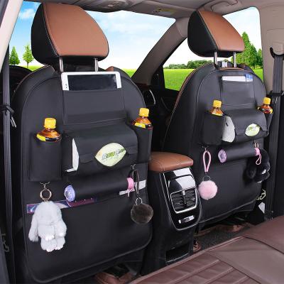 China Camouflage Forest PU Car Back Seat Organizer Leather iPad Tablet Holder for Kids Large Pocket Storage Bag Tissue Box for sale