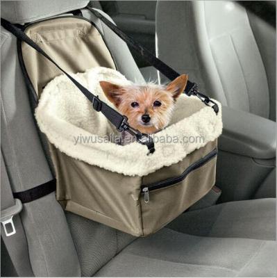 China Viable Collapsible Travel Car Pet Carrier Plush Pet Dogs Cats Small Kennel Travel Car Seat Protector Crate With Zipper Storage Bag for sale