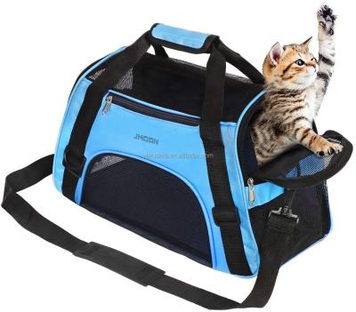 China Travel Pet Carrier Bag Cat Dog Puppy Comfort Foldable Portable Breathable Airline Approved Small Animal Pet Bag Plush Mat for sale