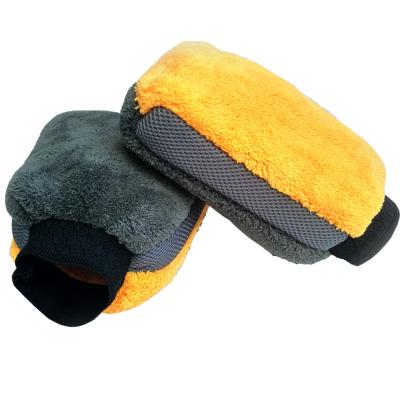 China Multi Functional Double Sided Waterproof Coral Fleece Soft Car Washing Gloves Coral Velvet Chenille Car Wash Gloves for sale