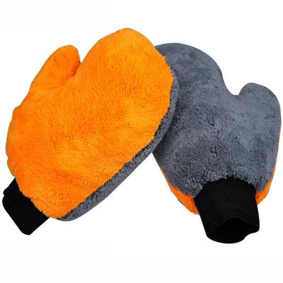 China Coral Velvet Chenille Car Washing Gloves Cleaning Soft Fabric Coral Fleece Car Washing Brush Care Glove Washing Glove For Motorcycle Auto Home for sale