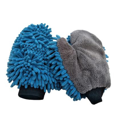 China Coral Velvet Chenille Microfiber Chenille Car Wash Glove Coral Fleece Car Cleaning Glove Anti-scuff Mitt Indoor Outdoor Indoor for sale