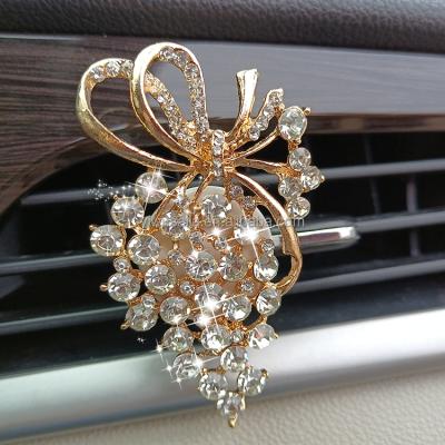 China New China-chic Alloy Bing Crystal Grape Car Ornament Car Air Vent Outlet Clip Air Freshener Fragrance Aromatherapy Diffuser for sale