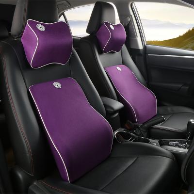 China 2 Pcs Memory Foam Car Seat Headrest Headrest Neck Support Pillow Breathable Soft Waist Pillow Set for sale