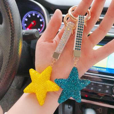 China Bling Bling Crystal Star Creative Shiny Car Rhinestone Key Chain Accessories Hot Selling Portable Practical for sale