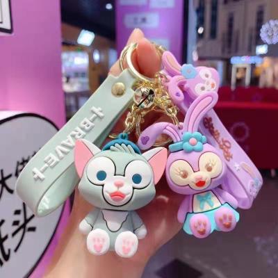 China Key chain 3D PVC kawaii cartoon character cute keychain bear key chain rabbit rest key chain for sale