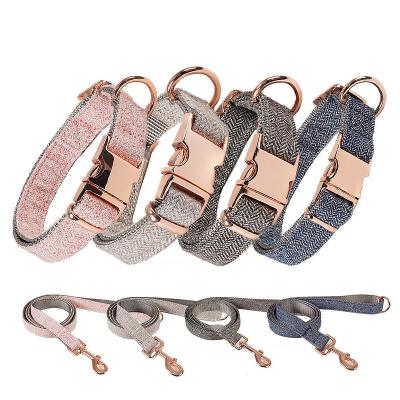 China Personalized Pet Twill Outdoor Wool Dog Collar with Matching Metal Buckle Waistband for sale