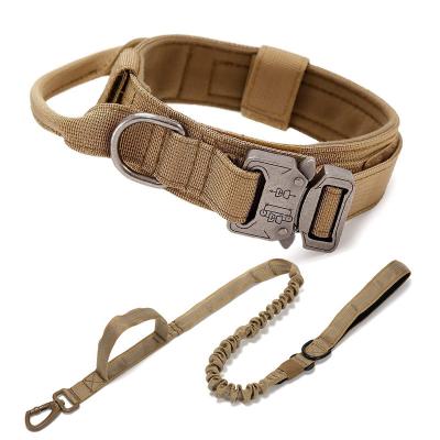 China Custom Heavy Duty Nylon Tactical K9 Dog Collar Set, Pet Collar with Thick Metal Wear Resistant Buckle, with Leash for sale